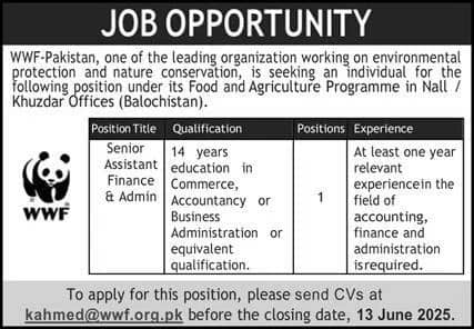 World Wide Fund WWF Pakistan Jobs 2025 Advertisement