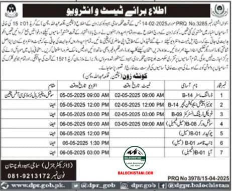 Balochistan Social Welfare Dept Test Interview 2025