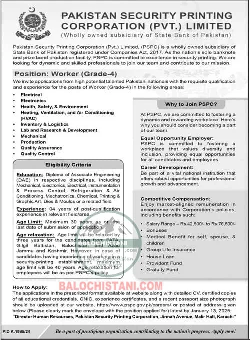 Federal Government Jobs for Balochistan 2025 Advertisement