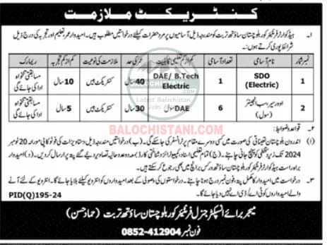 Frontier Corps FC Balochistan South Jobs 2024 Advertisement