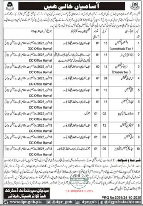 Health Department Harnai Jobs 2025 Advertisement