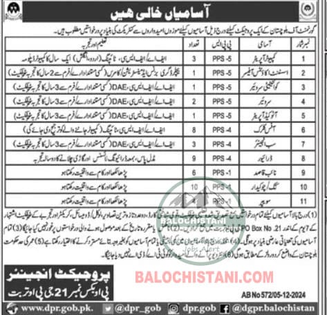 Government of Balochistan Project Jobs 2025 Advertisement