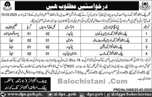 Public Health Engineering PHE Balochistan Jobs 2025 Advertisement
