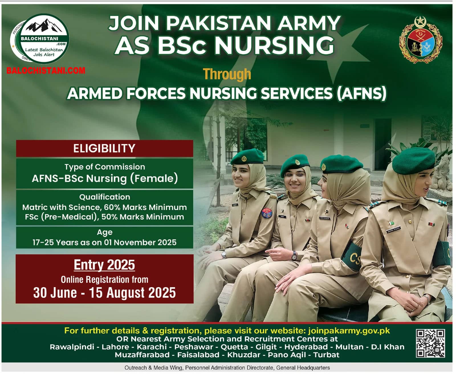 Pakistan Army Nursing Jobs 2025 Advertisement