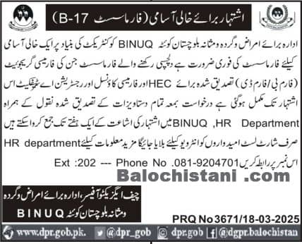 BINUQ Quetta Jobs 2025