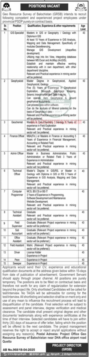 Contract Base Jobs in Quetta 2025