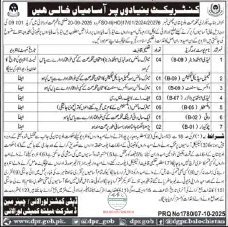 Divisional Directorate Health Services Loralai Jobs 2025 Advertisement