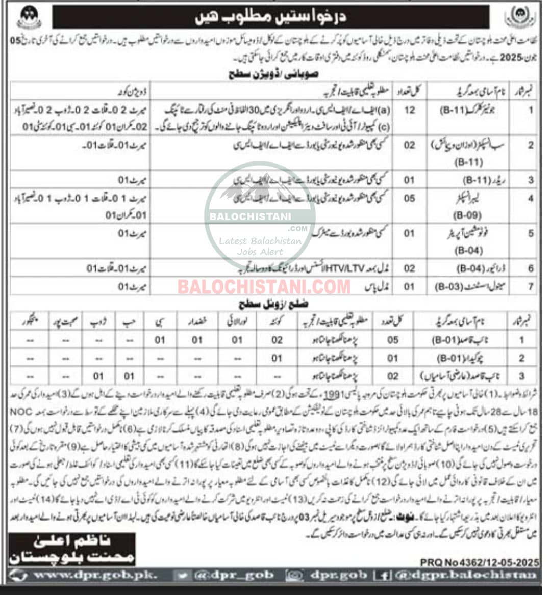Labour Department Balochistan Jobs 2025
