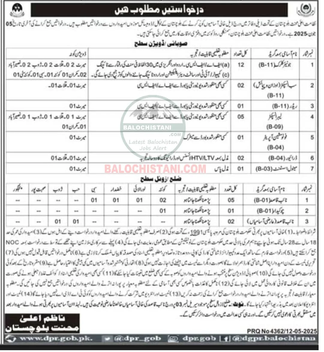 Labour Department Balochistan Jobs 2025