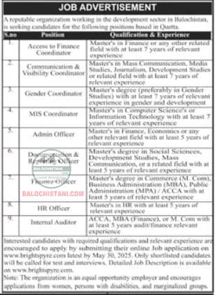 NGO Jobs in Quetta Today 2025