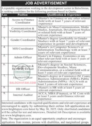NGO Jobs in Quetta Today 2025