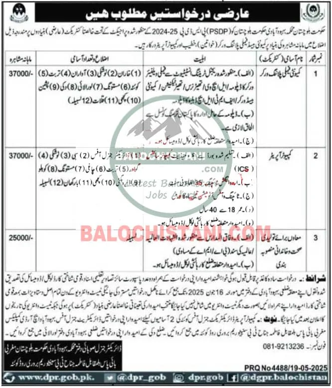 Population Welfare Department Balochistan Jobs 2025