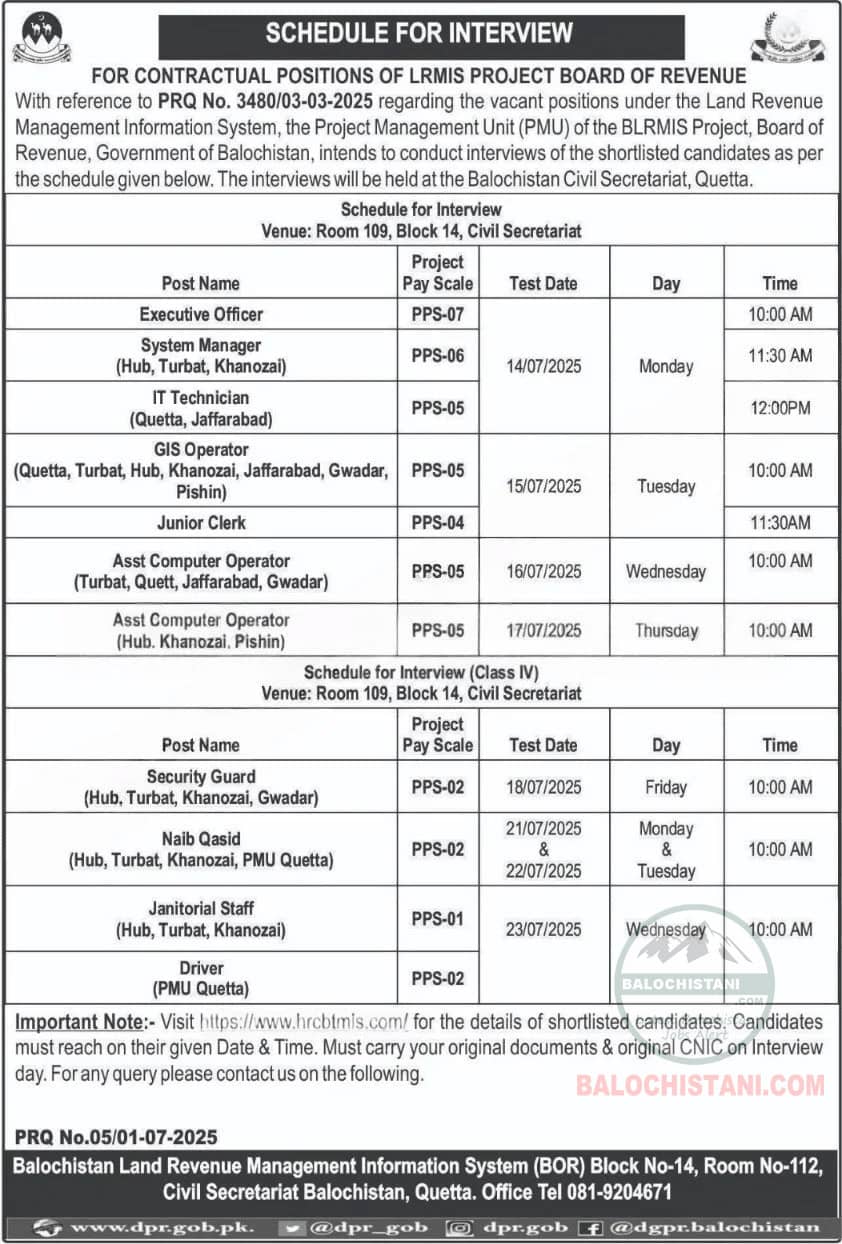 Board of Revenue Department Test Interview 2025