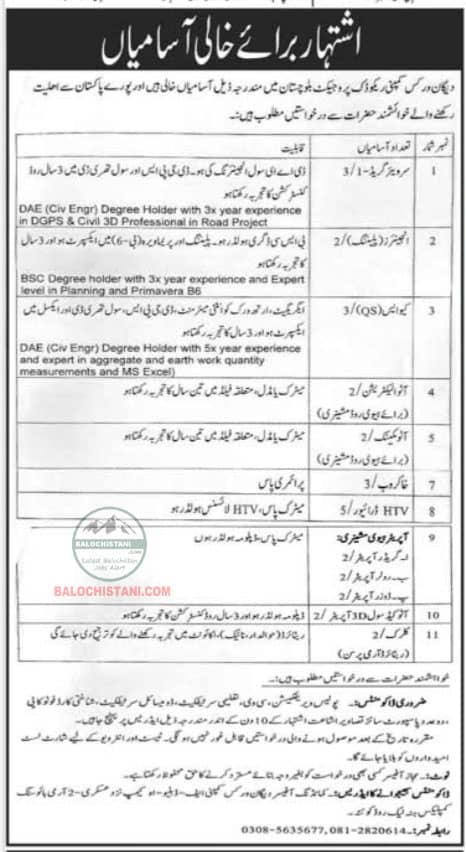 Degan Works Company Quetta Jobs 2025 Advertisement