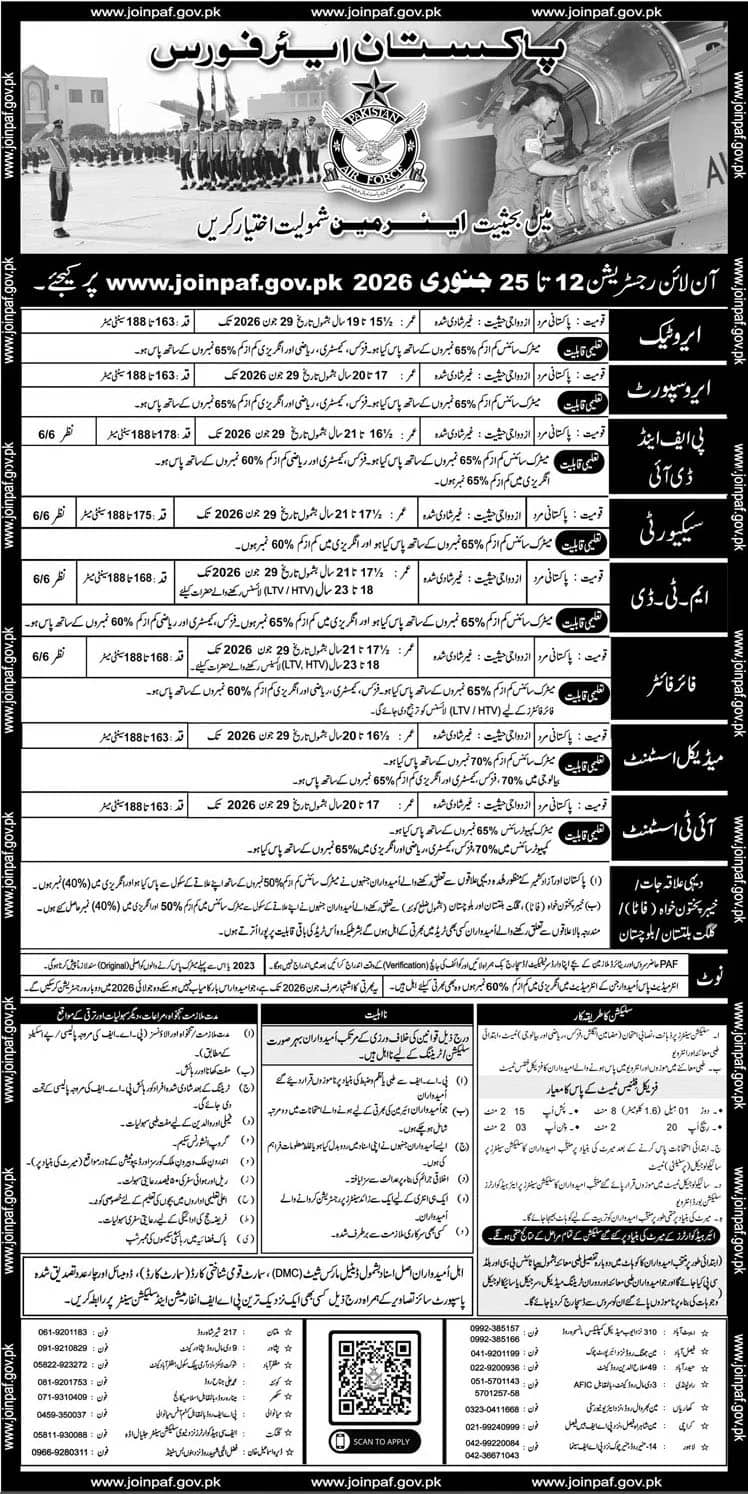 Pakistan Air Force PAF Jobs 2026 Advertisement