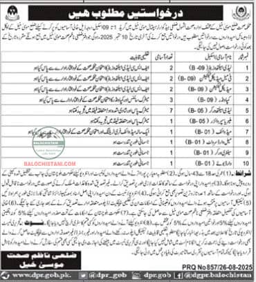Health Department Musakhel Jobs 2025 Advertisement