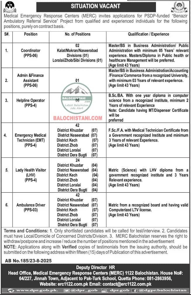 Medical Emergency Response Center Jobs 2025 Advertisement