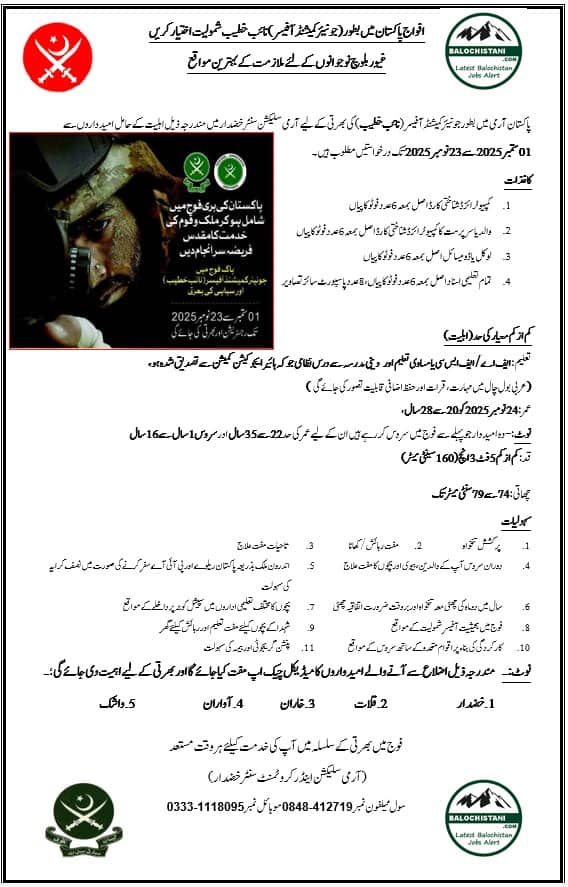 Pak Army Junior Commissioned Officer Jobs 2025 Advertisement