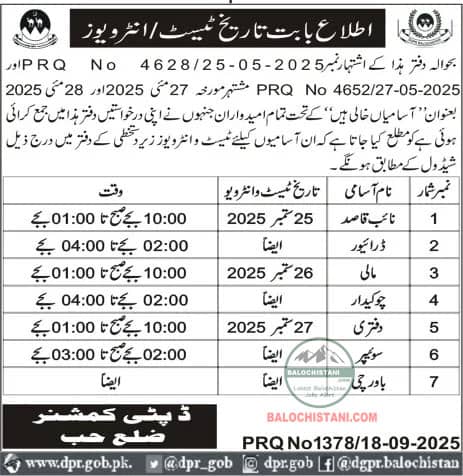 Deputy Commissioner Office Hub Test Interview 2025 Advertisement