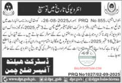 Health Department Chaman Test Interview 2025 Advertisement