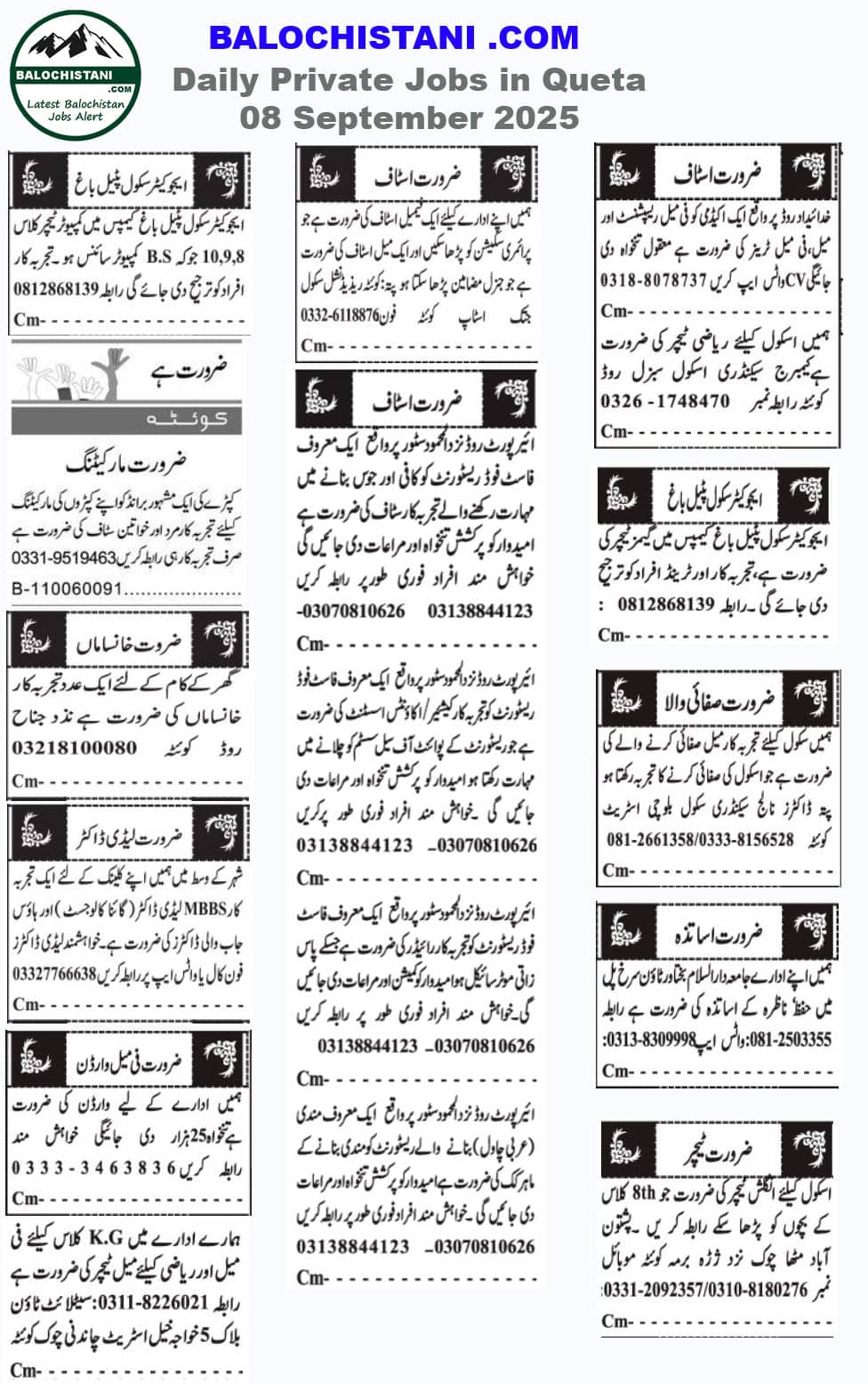 Private Job Opportunities in Quetta 2025
