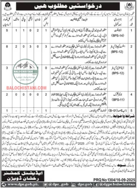 Revenue Department Rakhshan Division Jobs 2025 Advertisement 