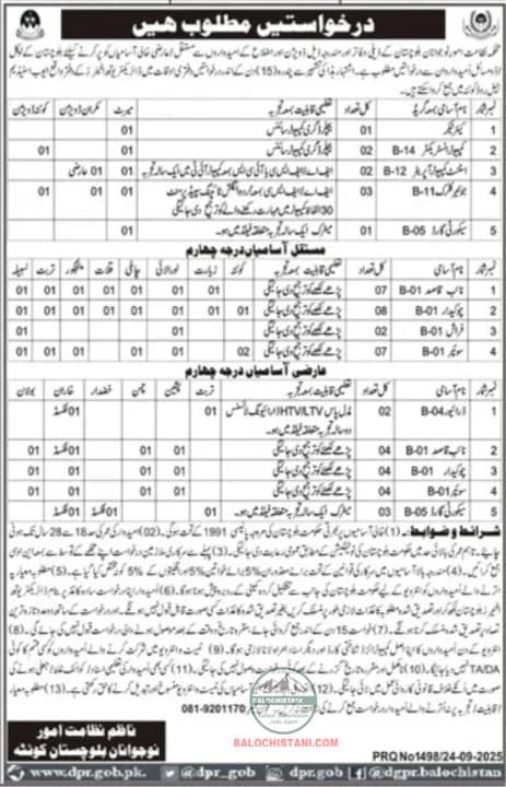 Youth Affairs Department Balochistan Jobs 2025 Advertisement 