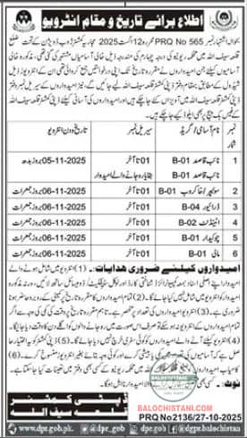 Deputy Commissioner Killa Saifullah Test Interview Schedule 2025 Advertisement