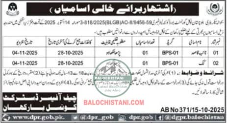 District Council Barkhan Jobs 2025 Advertisement