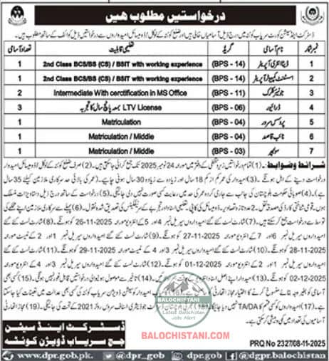 District and Sessions Judge Quetta Jobs 2025 Advertisement 