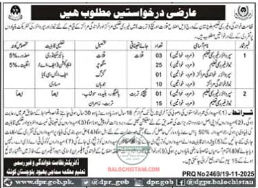 Jobs in Balochistan Literacy and Non Formal Education 2025 Advertisement 