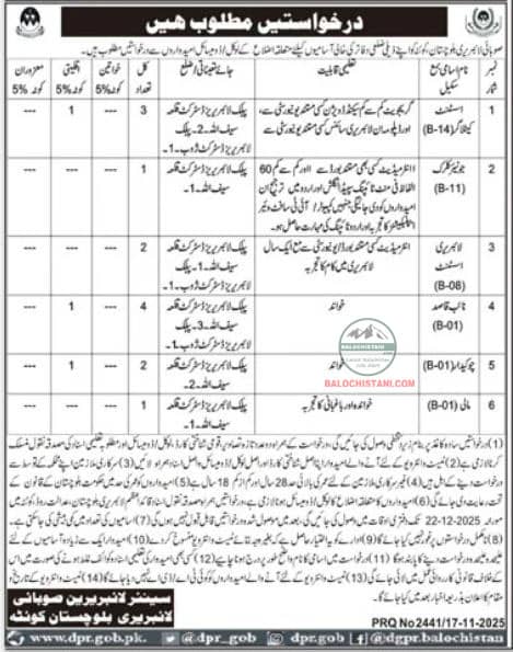 Latest Balochistan Provincial Library Jobs 2025 Advertisement 