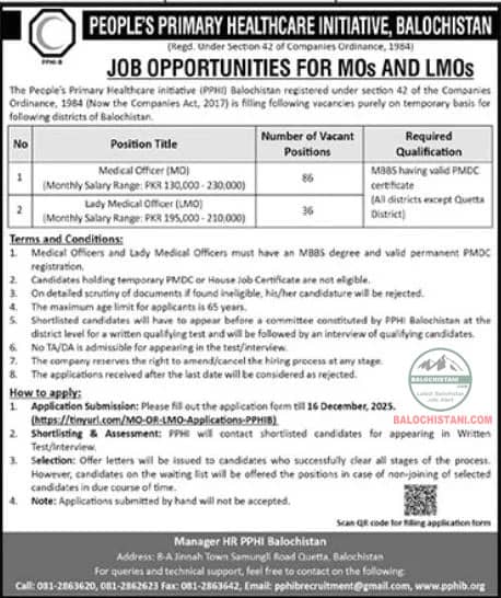 PPHI Quetta Jobs 2025 Official Advertisement