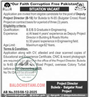 Government Project Jobs in Balochistan 2026 Official Advertisement